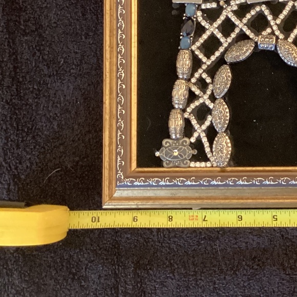 Handcrafted vintage jewelry wall art picture Eiffel Tower framed blue silver - Picture 8 of 11